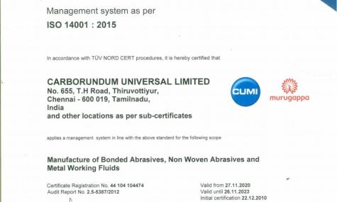 Certyfikat ISO 14001-2015 - f. CUMI