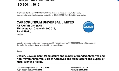 Certyfikat ISO 9001-2015 - f. CUMI