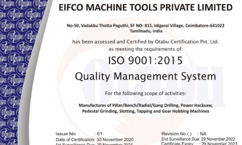 Certyfikat ISO 9001-2015 - f. EIFCO