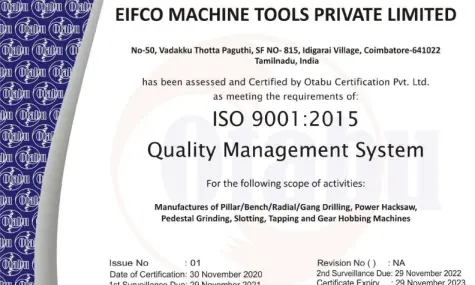 Certyfikat ISO 9001-2015 - f. EIFCO