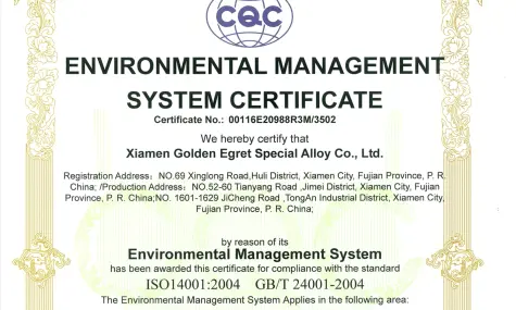 Certyfikat ISO 14001 - f. Gesac